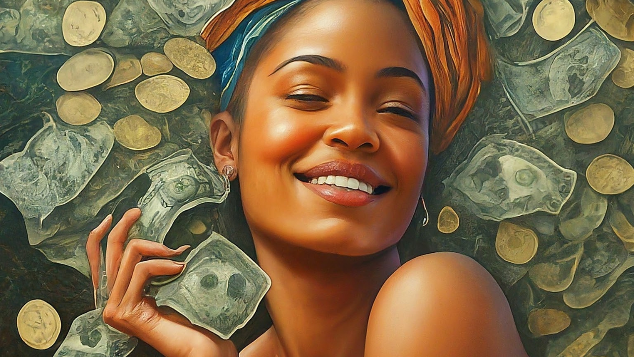 woman enjoying money